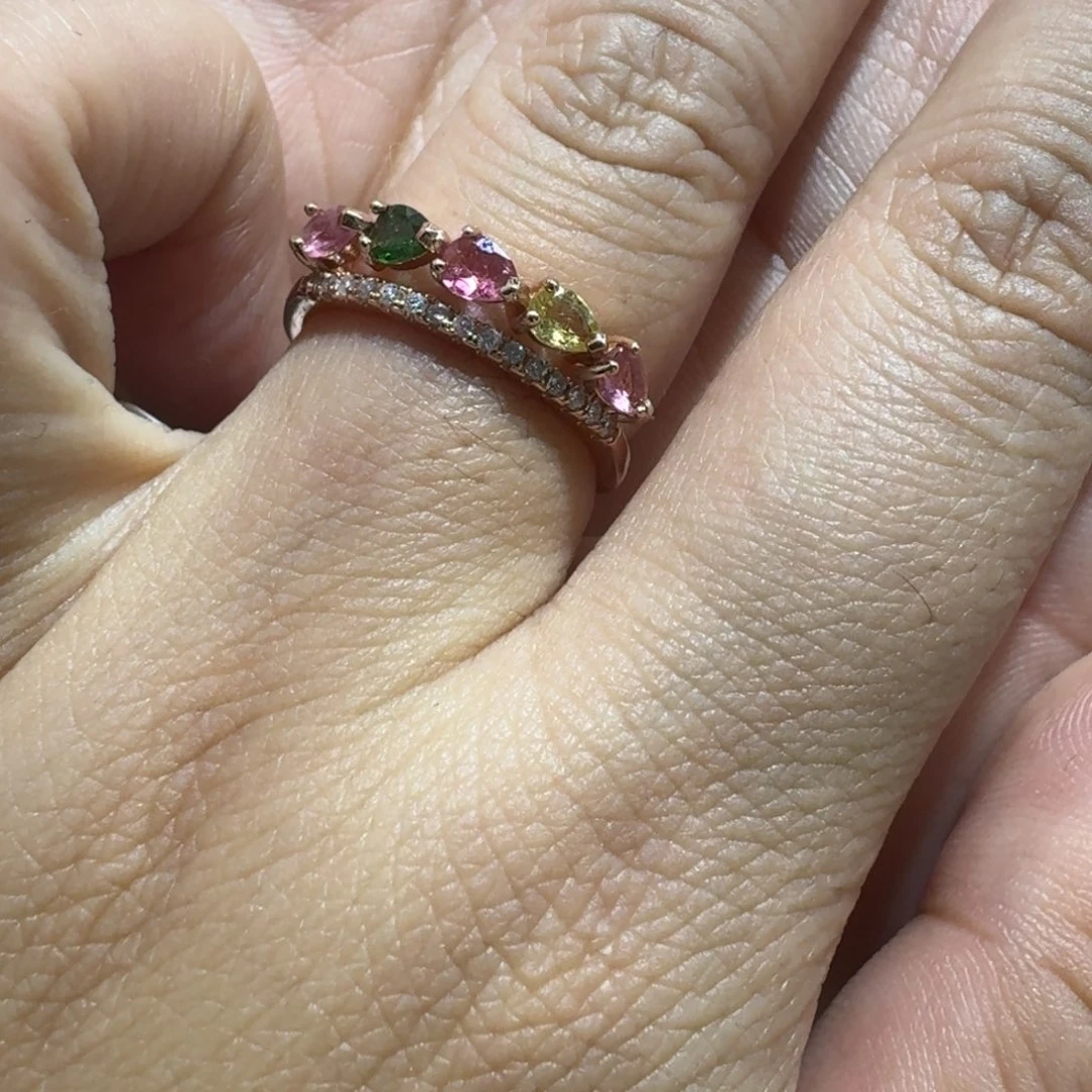 碧玺银S925镶嵌戒指