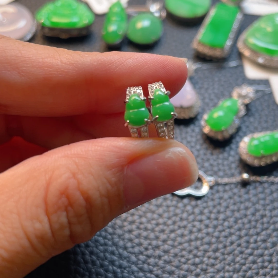 翡翠银S925镶嵌吊坠(不含链)耳包