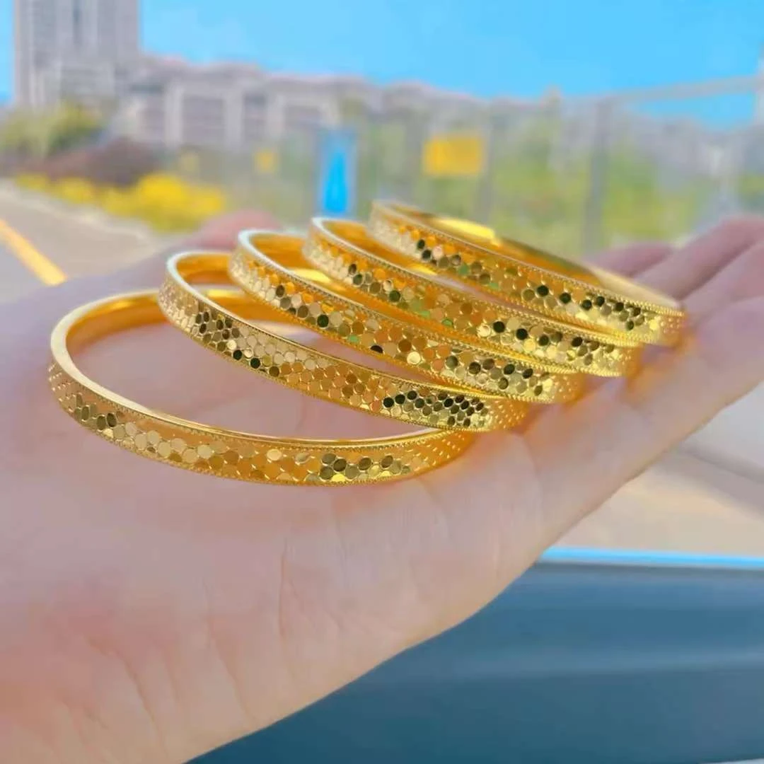 足银手镯 经典龙鳞手镯足银镀厚金气质