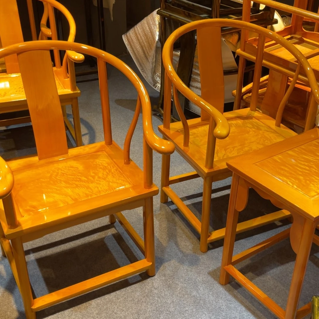 大***军紫檀木类成套家具，大叶圈椅三件套