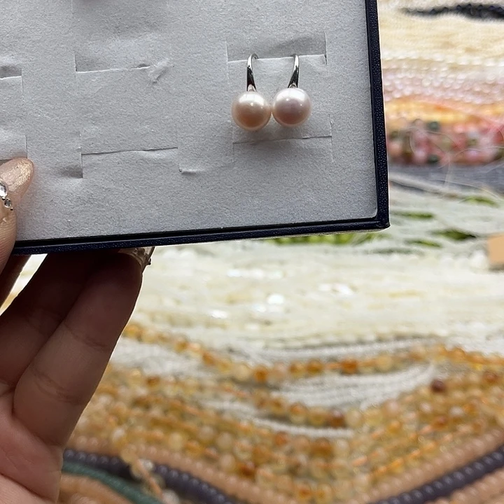 玛瑙/玉髓珠宝半成品未镶嵌一对粉紫珍珠高跟鞋耳钩