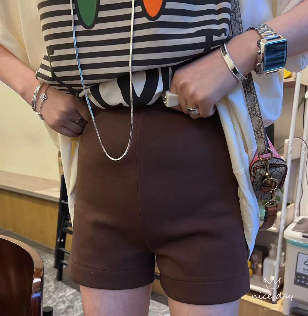 【梅梅店】松紧腰四分骑行裤安全裤打底裤仿走光裤-6660显瘦高腰ins