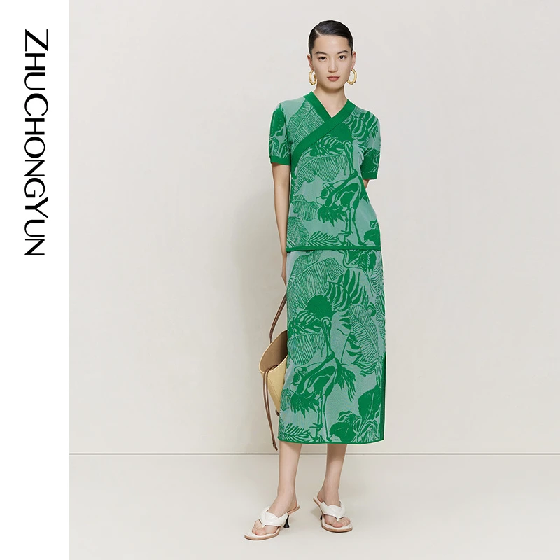 【ANNXU精选】ZHUCHONGYUN夏款提花短袖T恤针织打底衫CCCX2872M