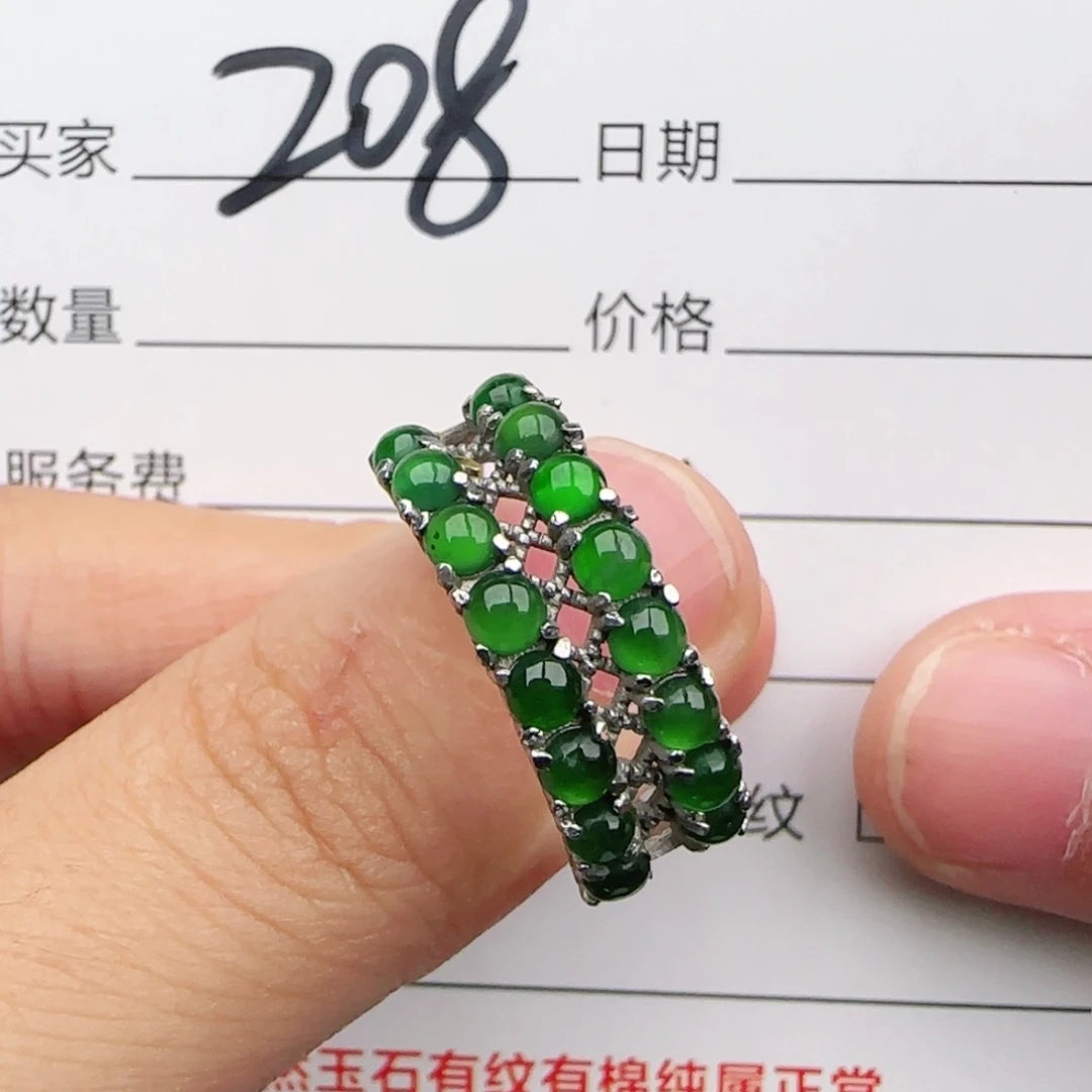 翡翠戒指银S925镶嵌戒指