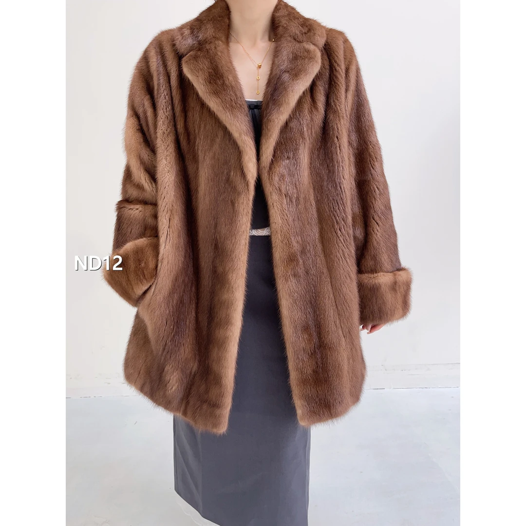 【ND12】2XL 蜜茶棕短款全抽水貂（肩43胸118衣73袖59）04012