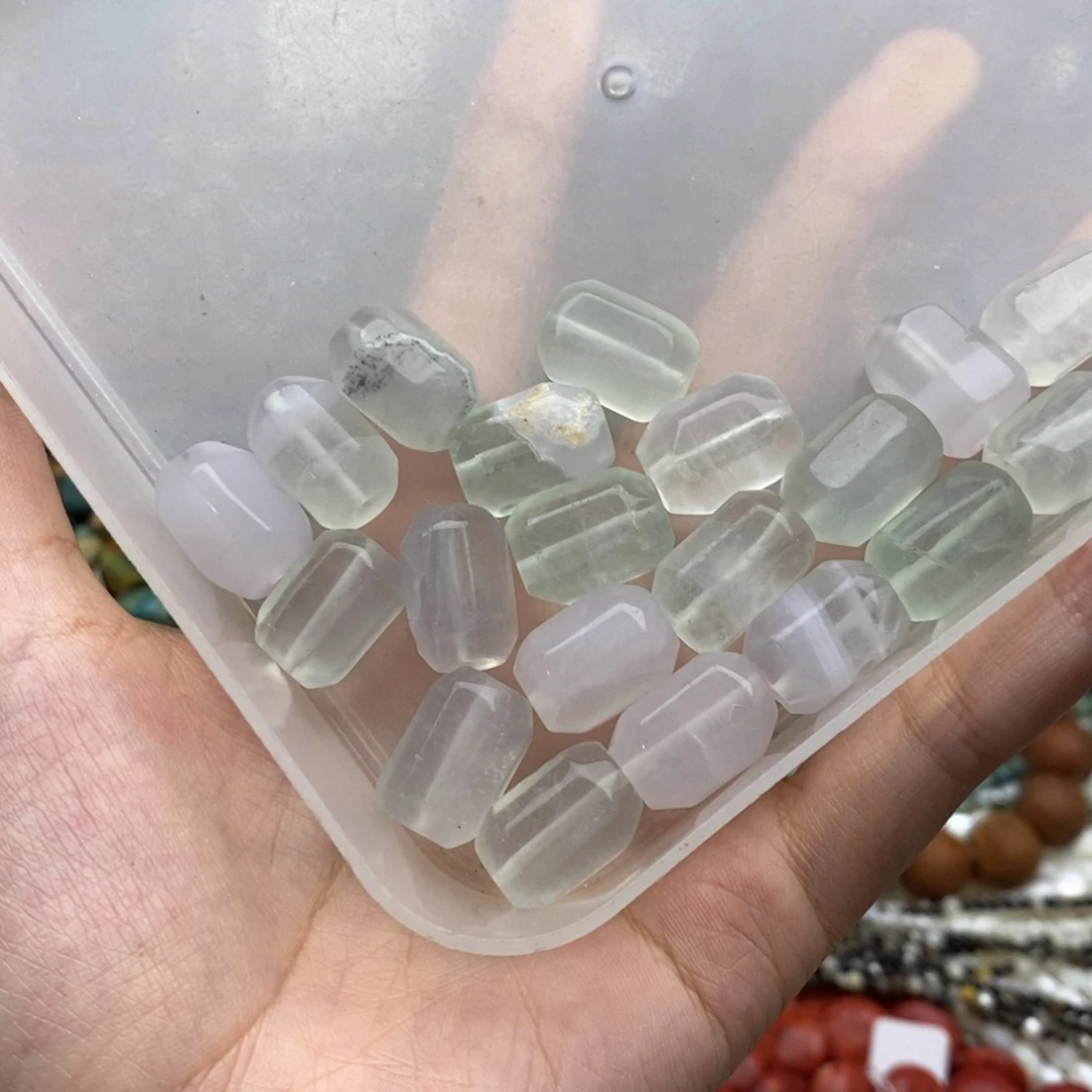 未镶嵌玛瑙/玉髓珠宝半成品五个11×16mm萤石切面桶珠