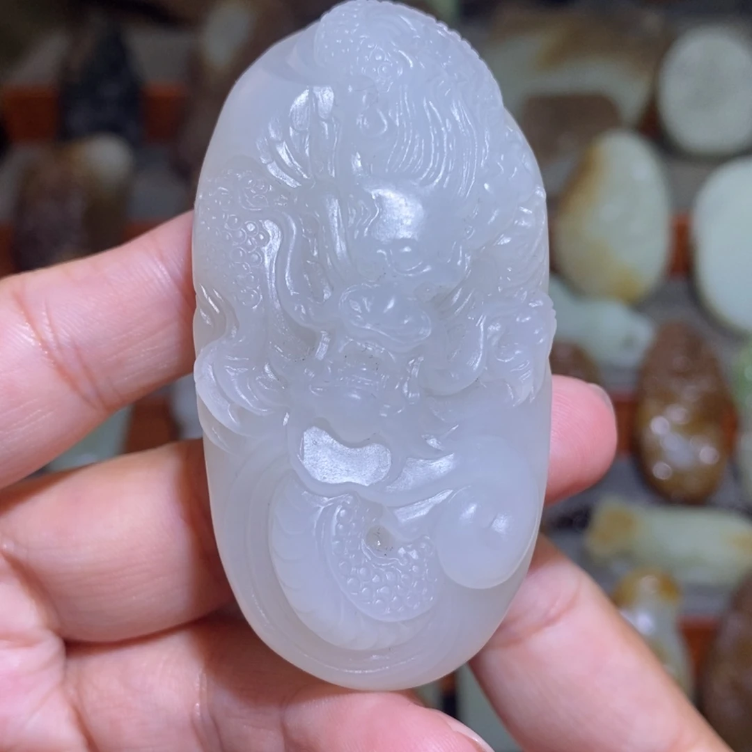 颈饰未镶嵌和田玉（白玉）手把