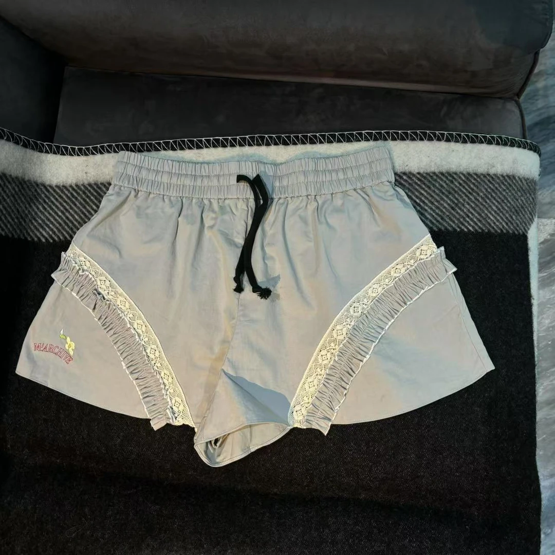 [Janunes Liu]夏季蕾丝花边拼接小A版休闲短裤DK1917