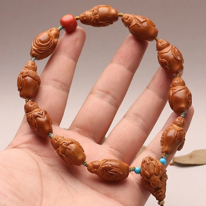 小籽橄榄核十颗籽小弥弥勒长串手持把件龙头三通橄榄胡桃1.4x2.5