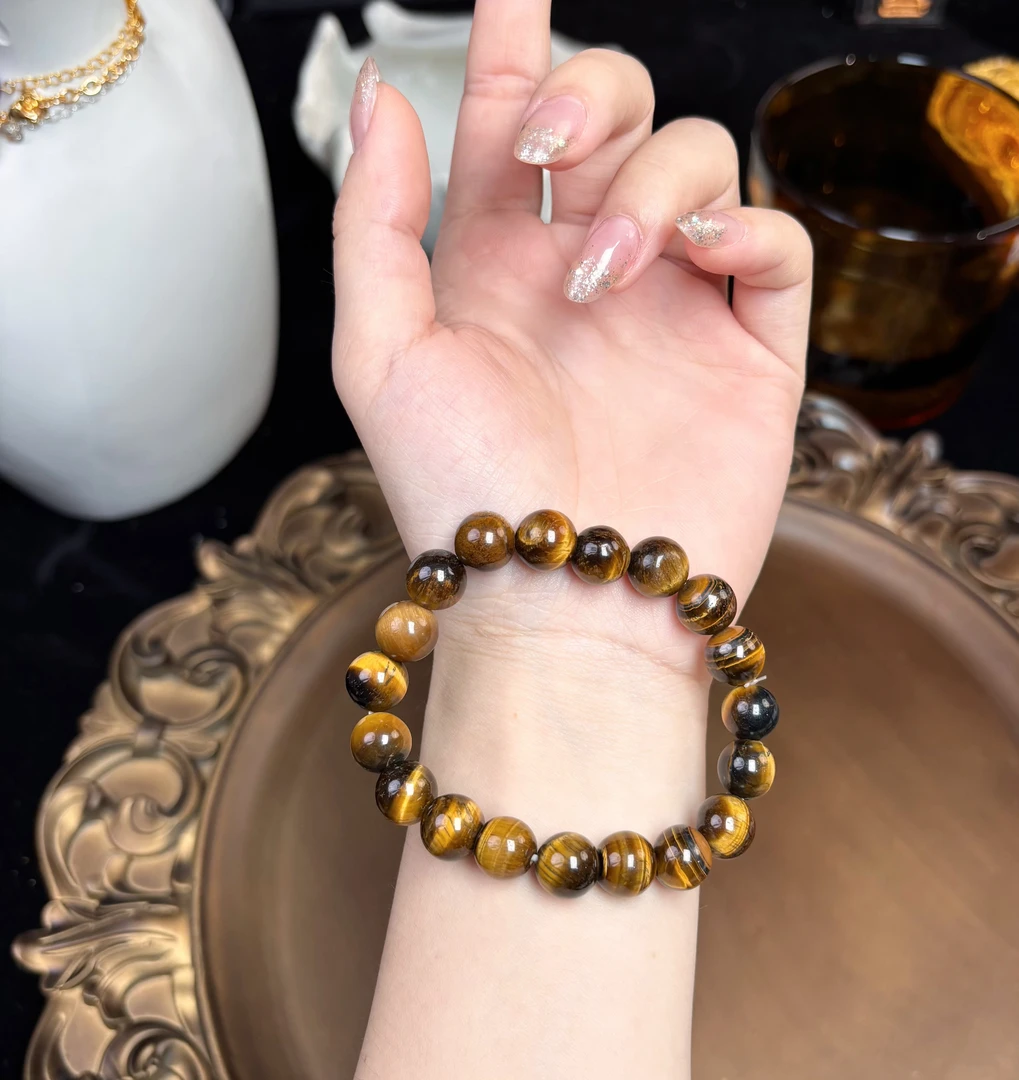 天然黄虎眼石手串A0168