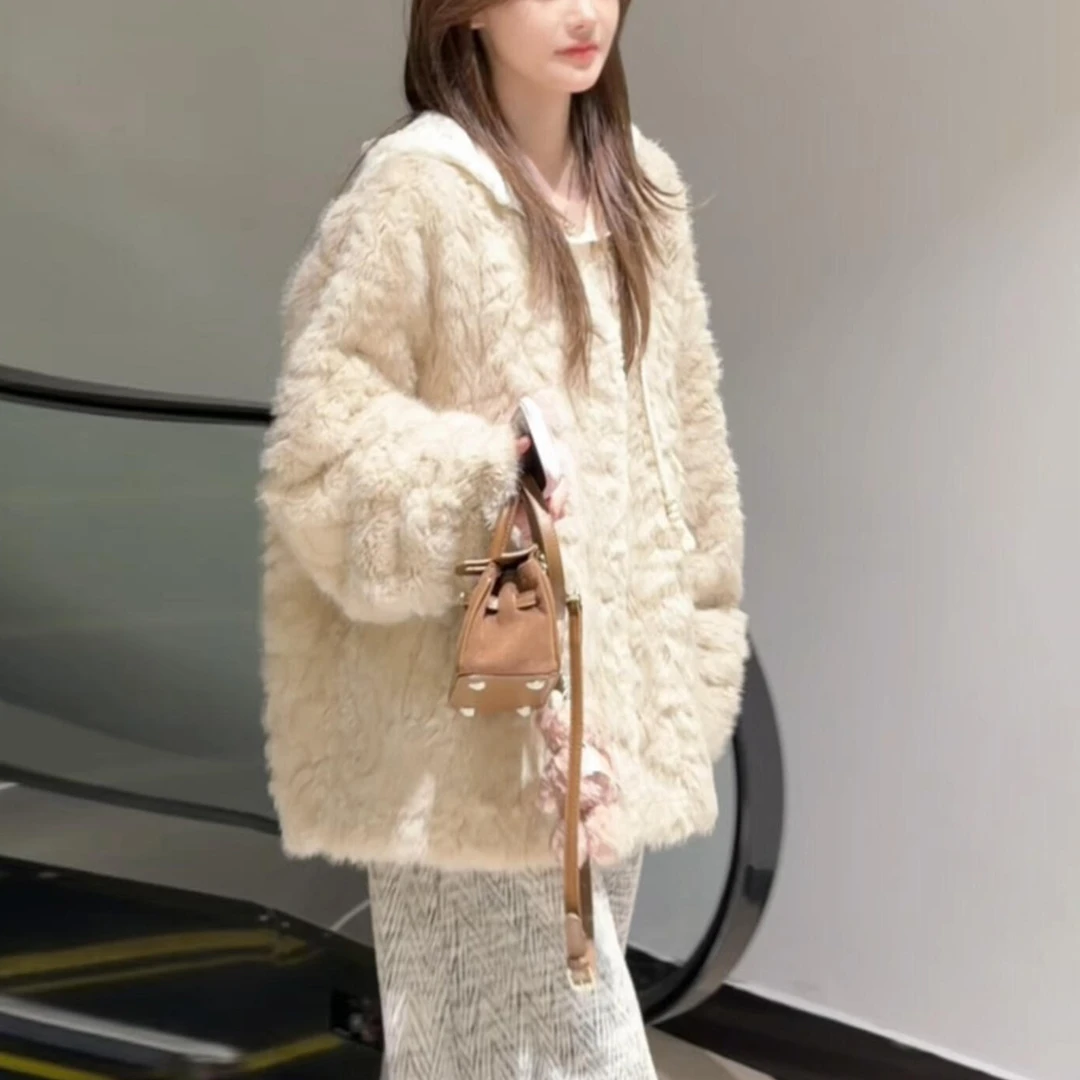 小个子羊羔绒外套小众炸街高级感女装秋冬季2025新款加厚毛茸上衣