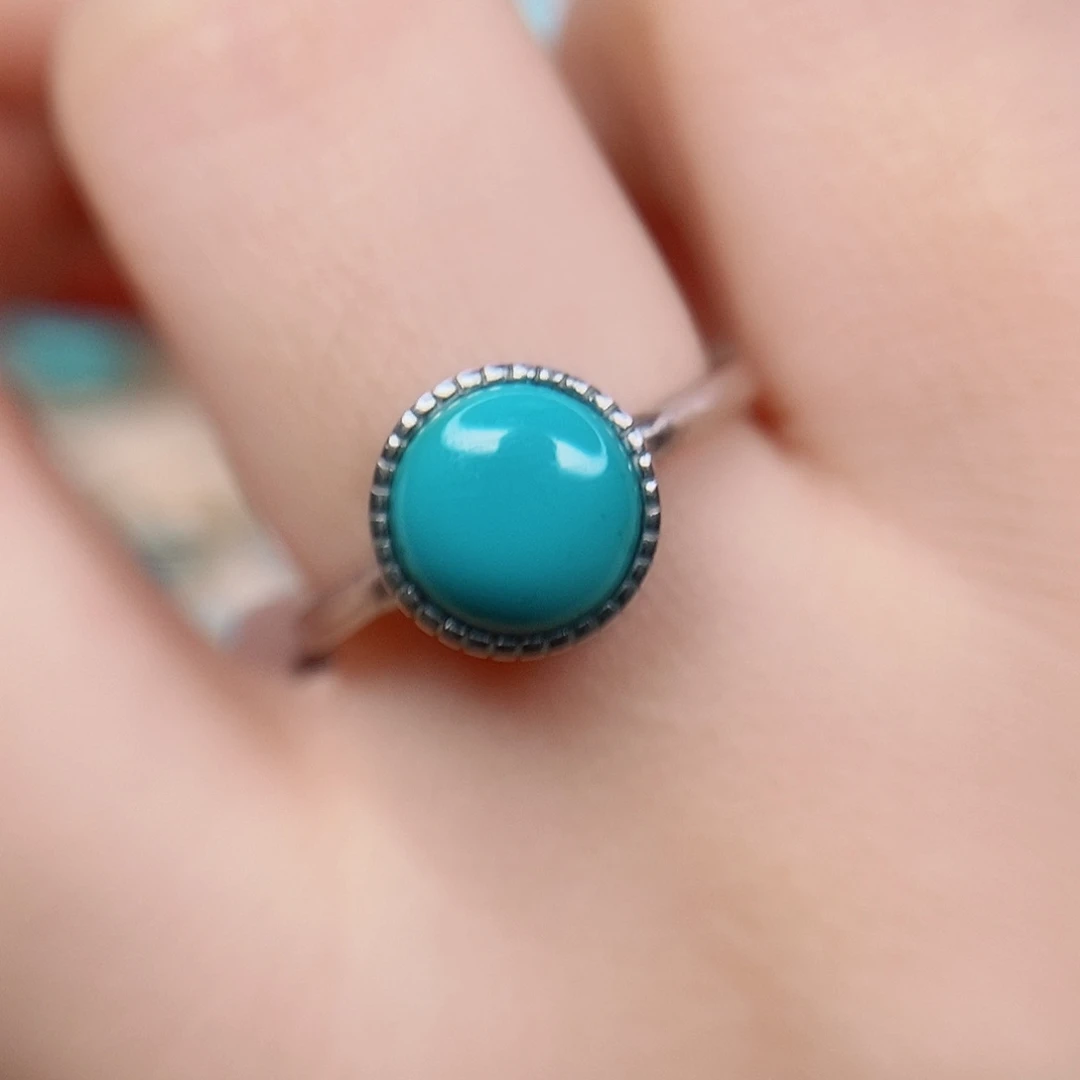 绿松石戒指银S925镶嵌