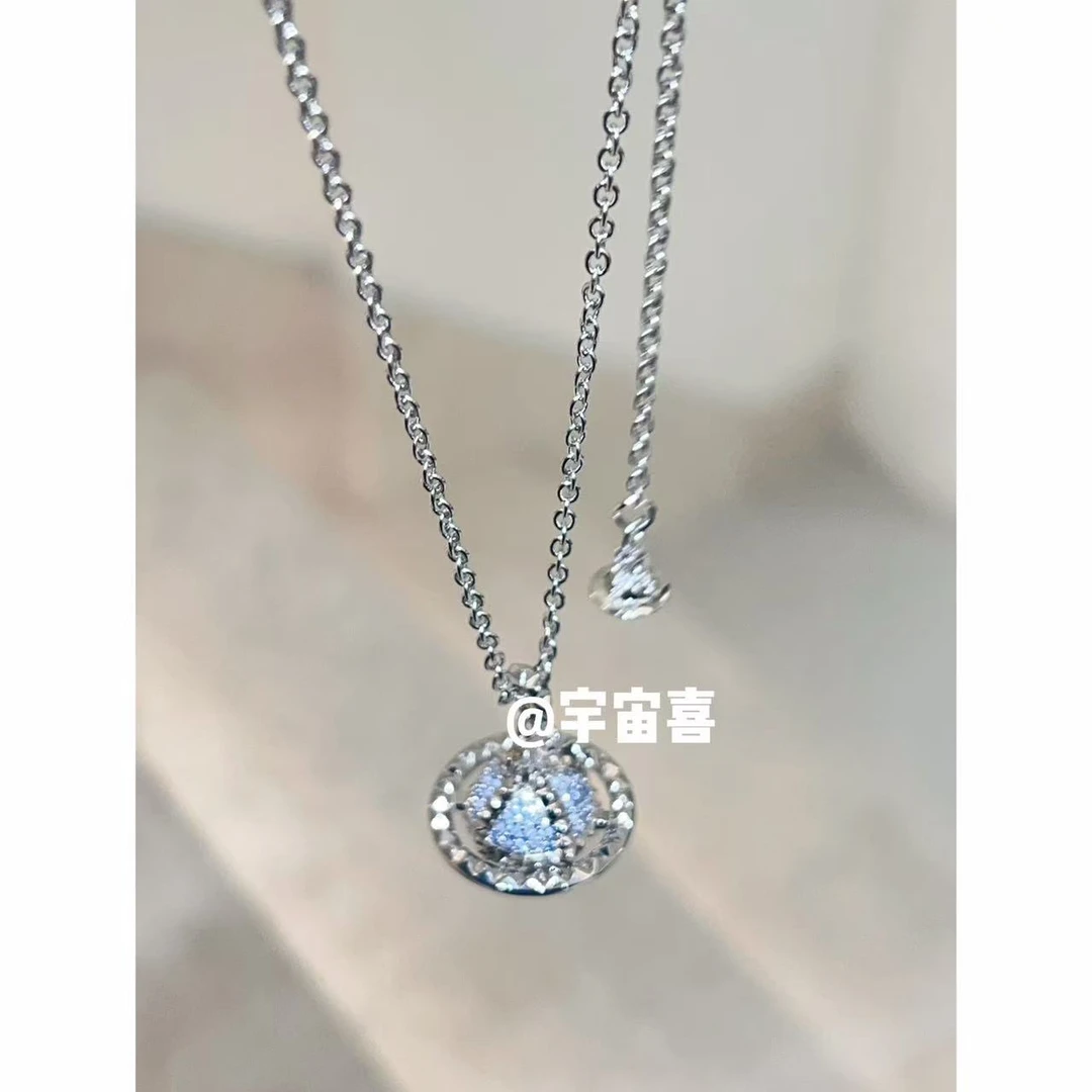 铜合金项链 H2-090【冰蓝色盔甲orb星球项链】