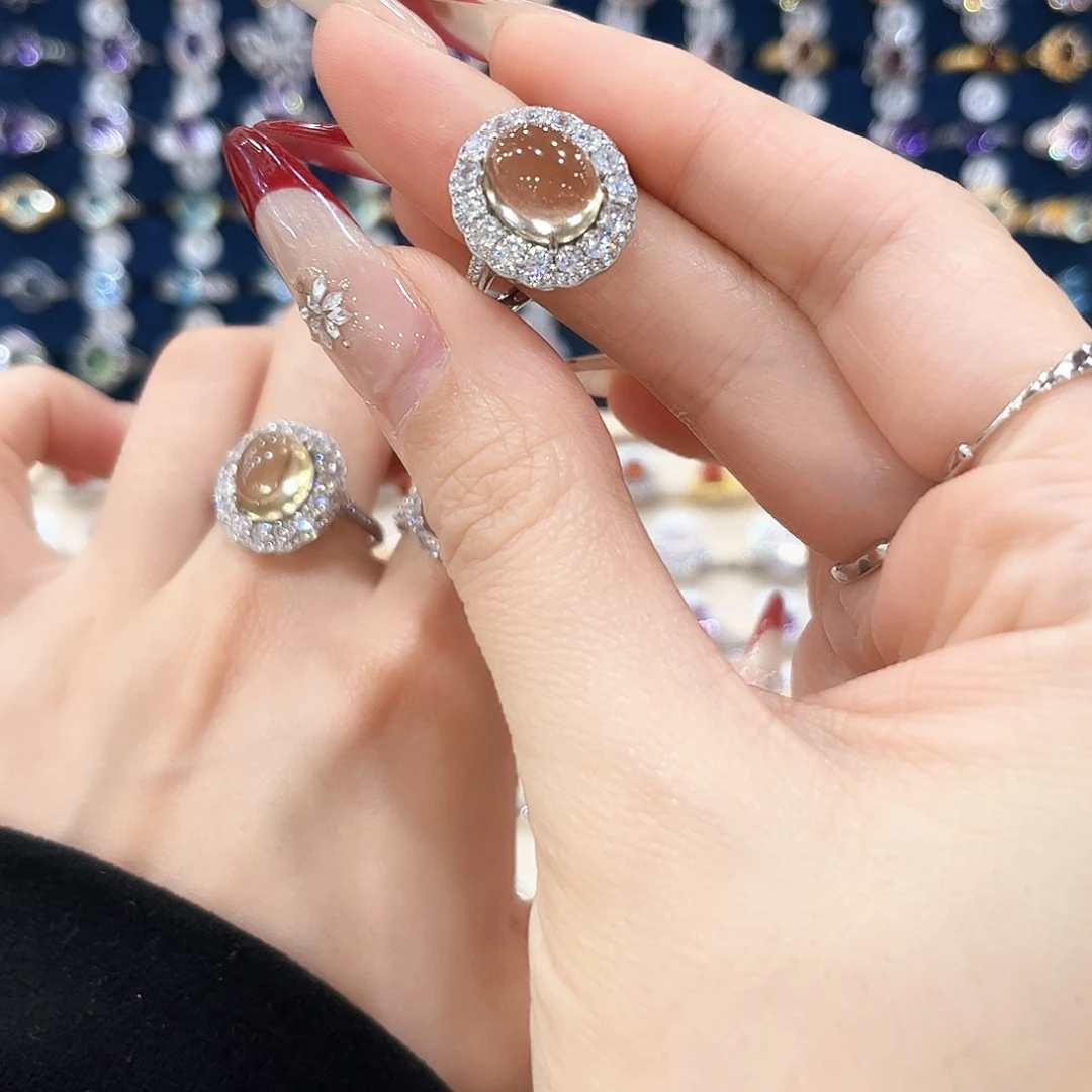 黄晶女款银S925镶嵌用****4戒指17