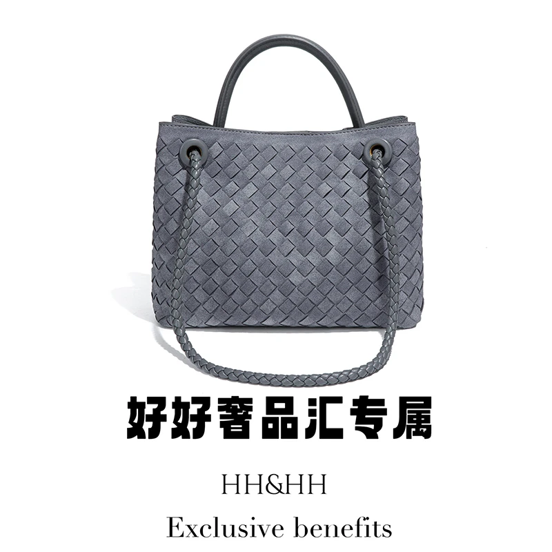 秋冬经典手工编织麂皮绒金属扣单肩斜挎包包女Y1747