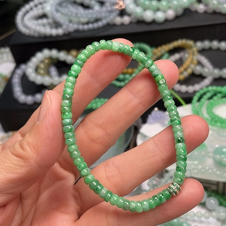 翡翠未镶嵌手链卡4+算盘手串