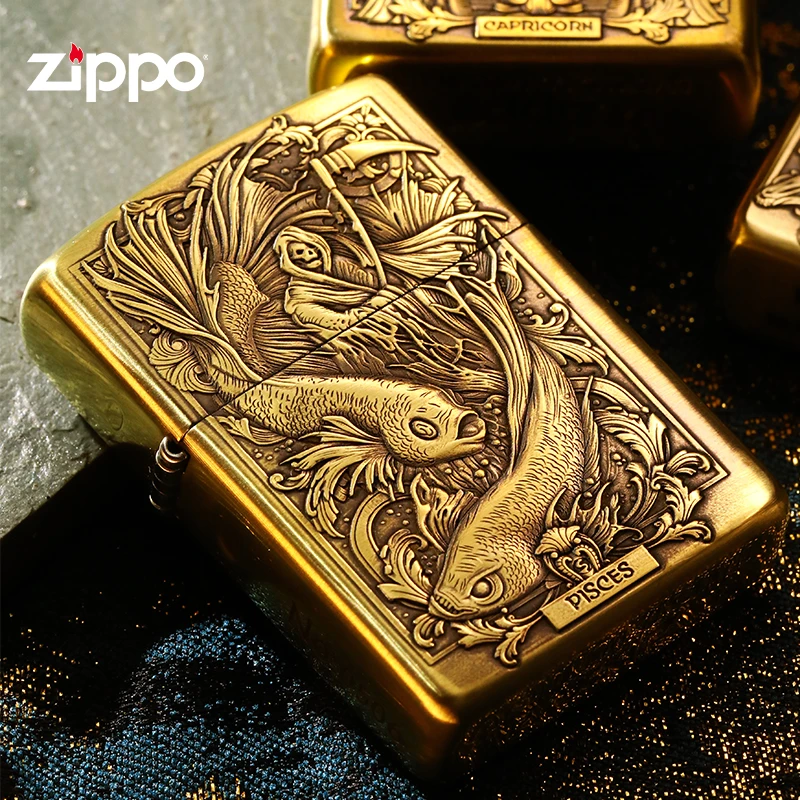 ZIPPO/之宝打火机盔甲浮雕【十二星座】男士防风原装送礼DYJ1H1X1