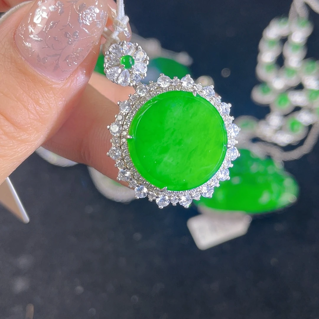 翡翠吊坠(不含链)银S925镶嵌