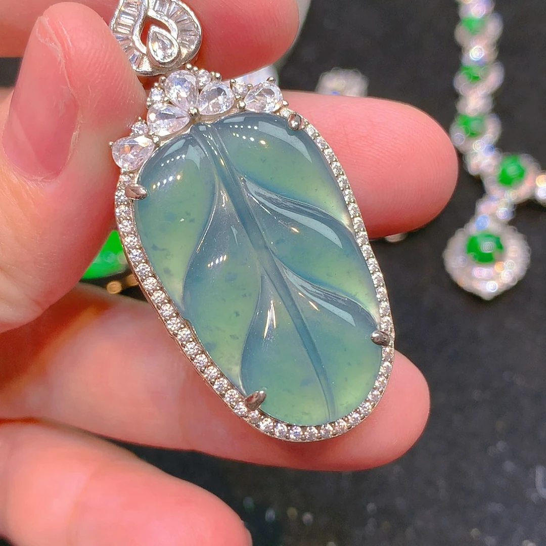 吊坠(不含链)银S925镶嵌翡翠翡翠