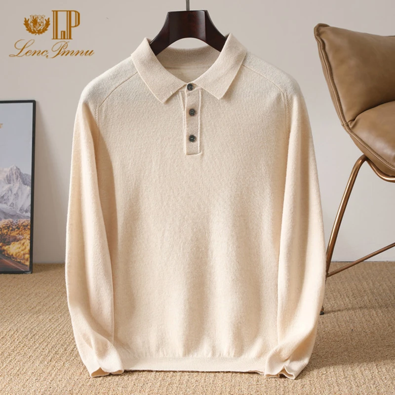 新款男士Polo领正品薄款100%纯羊毛衫春秋针织秋冬打底衫长袖外穿