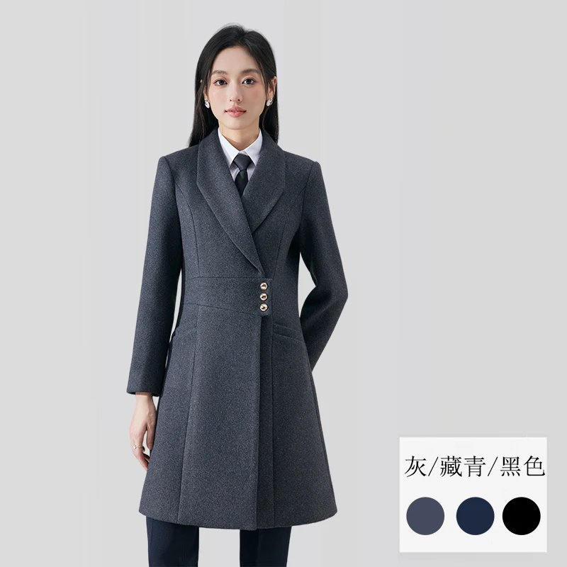 2025新款灰色高级感妮子外套女秋冬毛呢流行中长款气质大衣7813