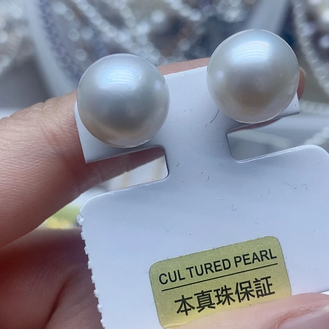 银S925镶嵌耳钉淡水珍珠