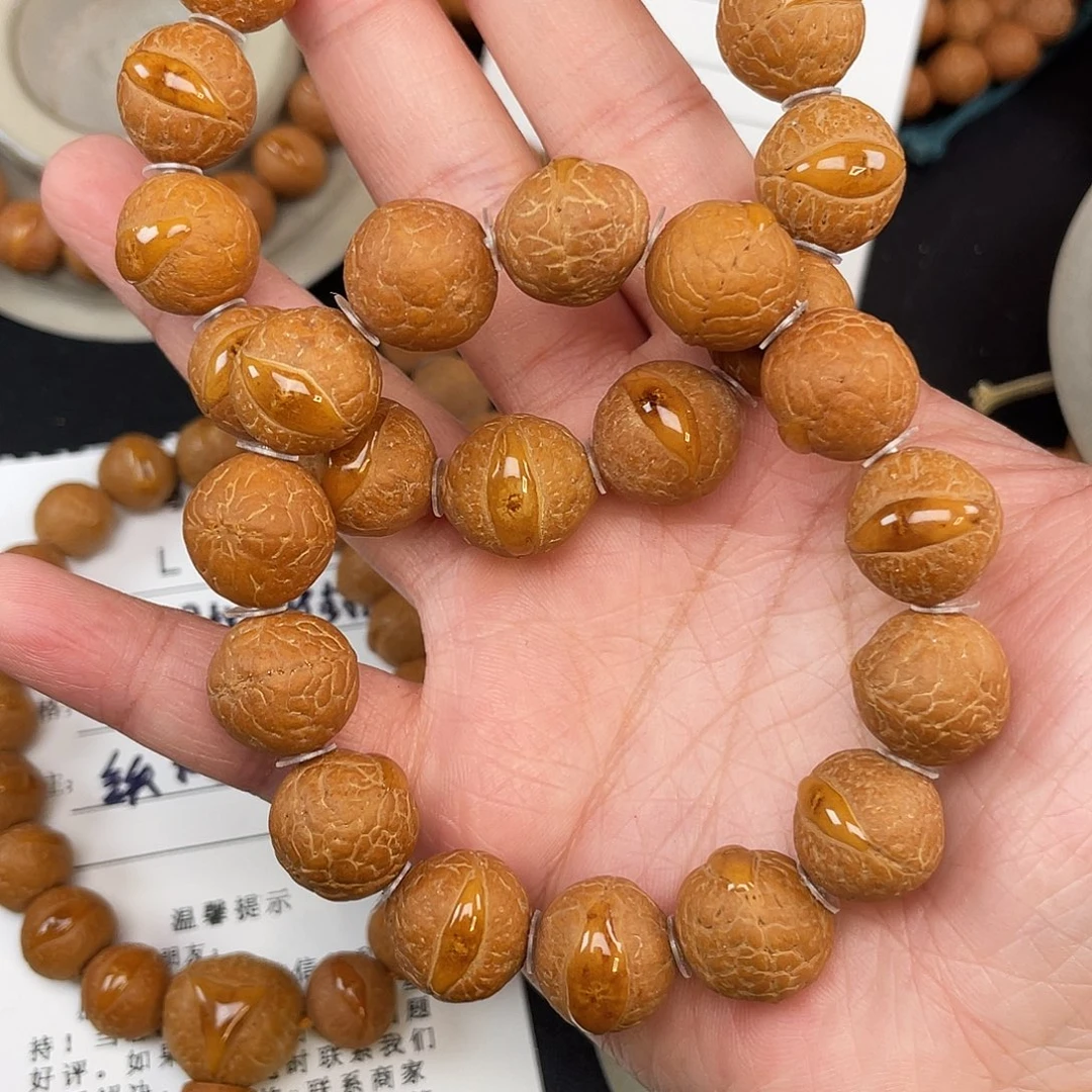 凤眼菩提手串L55-K03凤眼菩提14+同树红皮封眼厚皮壳铁籽