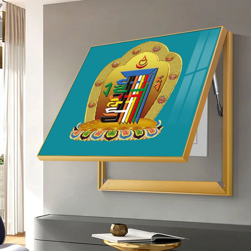 藏族吉祥寓意电表箱遮挡箱装饰画电闸盒挂画开关盒弱电箱藏式壁画