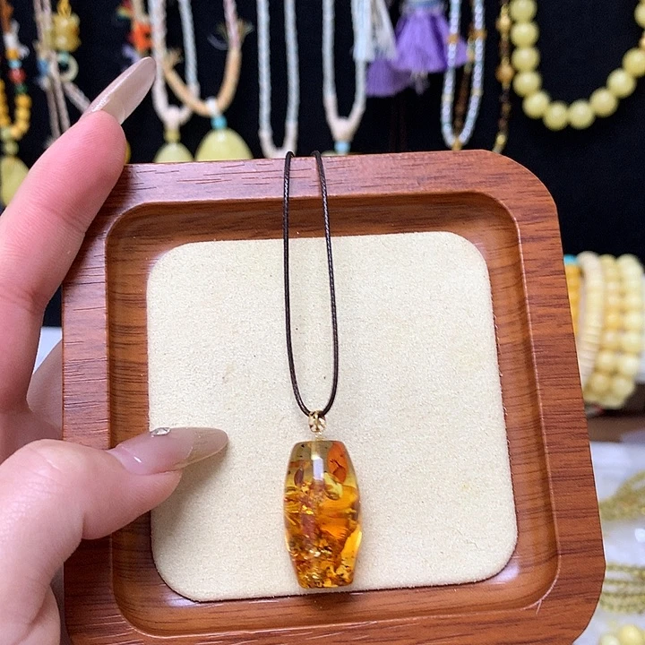 手链蜜蜡18K金镶嵌蜜蜡吊坠18k金镶嵌