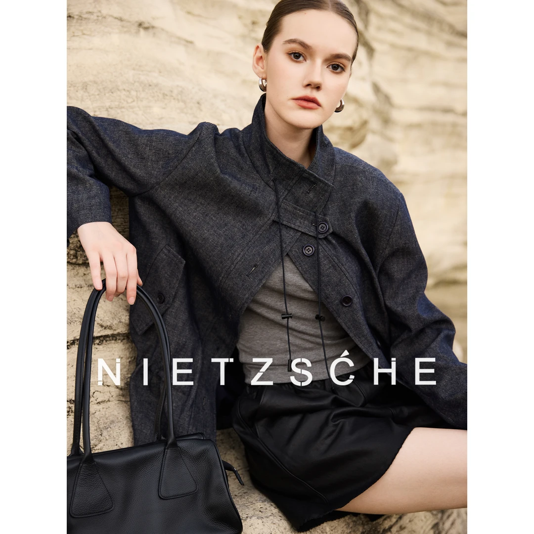 Nietzsche｜旅行者｜老钱风色织亚麻工装外套翻领设计夹克风衣50192