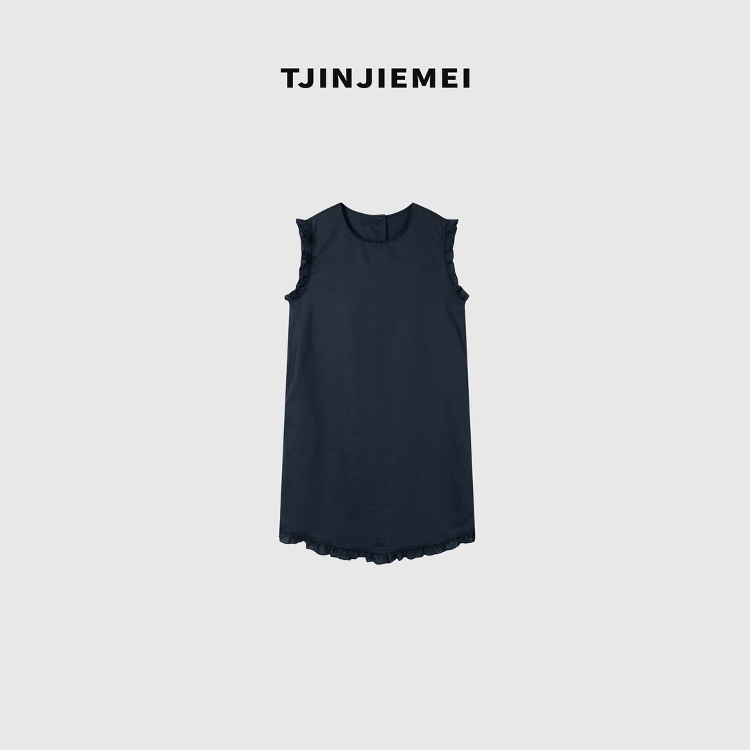 T井姐妹【青黛】设计感精致优雅减龄木耳边连衣裙LYQ2506-2886