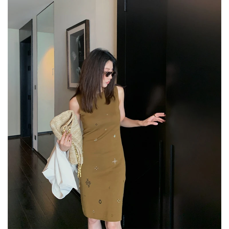 【ALONE SAVOR】龍喜儿旧唱片 慵懒风雪花提花背心连衣裙T967