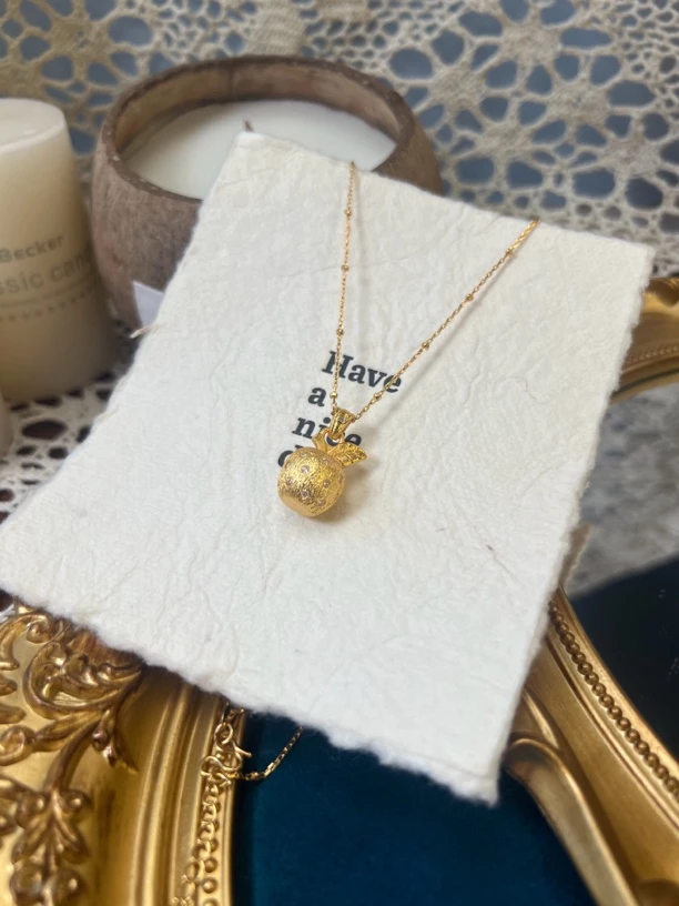 铜合金项链 铜合金拉丝点钻苹果气质时尚百搭项链