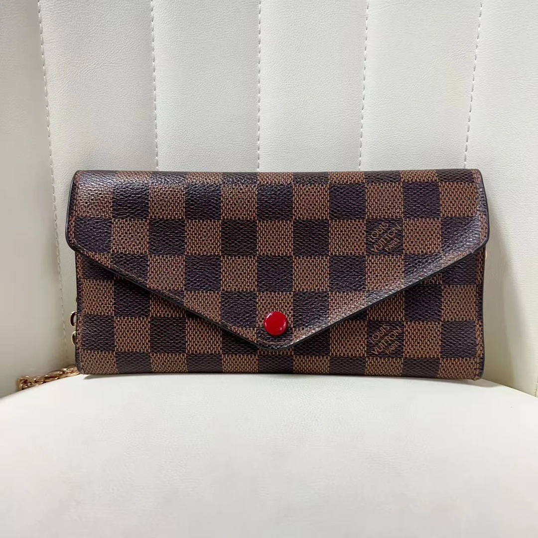 95新 LouisVuitton/路易威登 路易威登棕棋盘红豆子百搭钱包