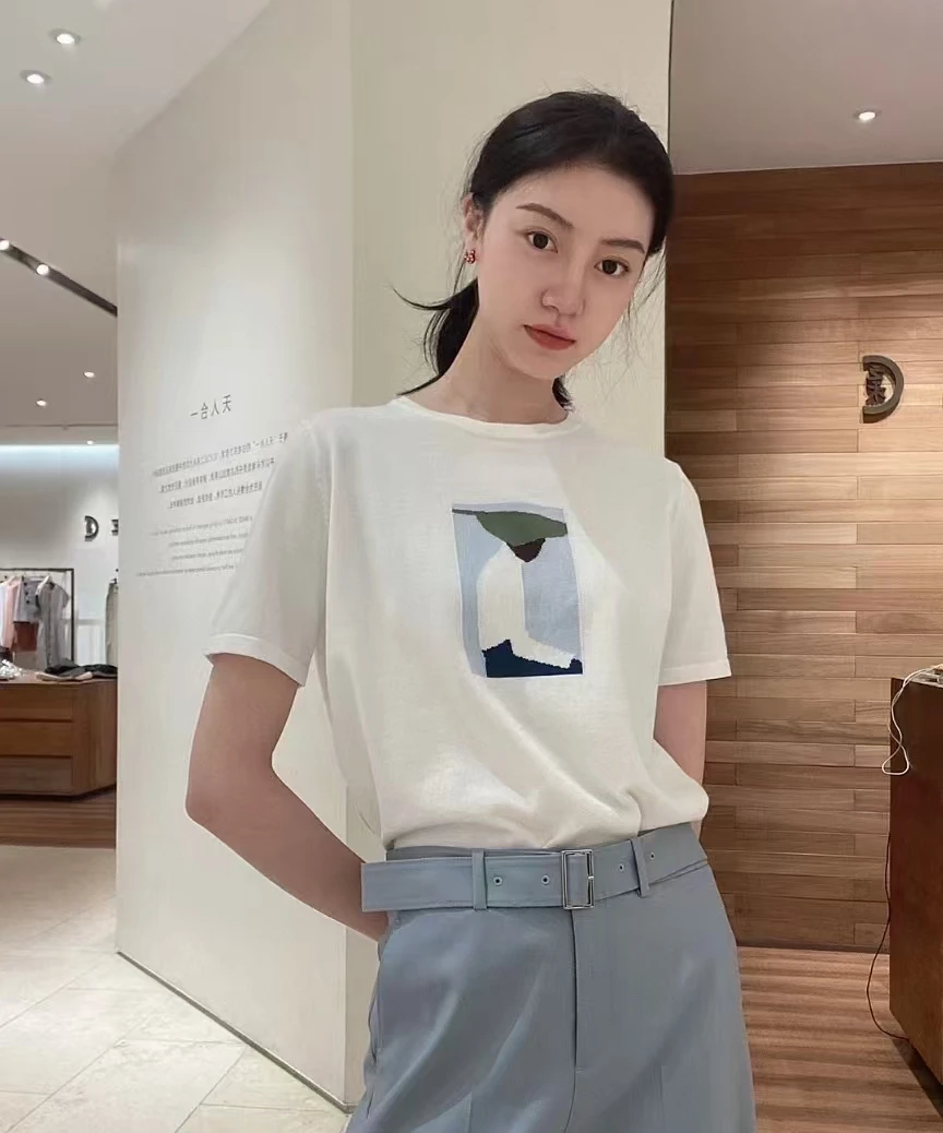小禾同款超细棉圆领套头短袖T恤80203