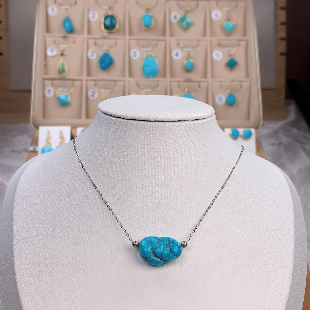 绿松石颈饰银S925镶嵌