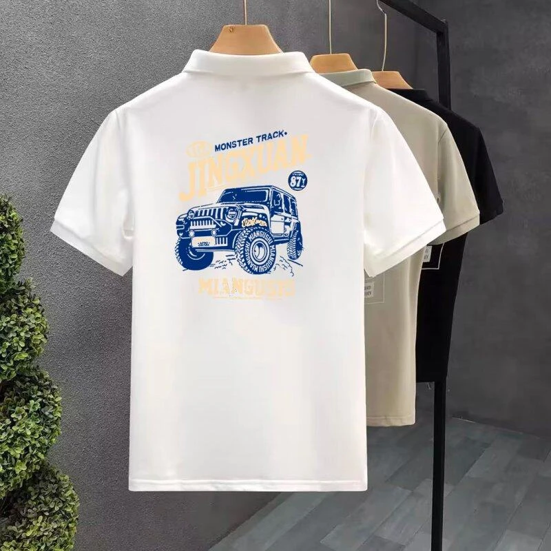 夏季薄款潮牌男士短袖polo衫青年时尚印花休闲设计感翻领T恤PL879