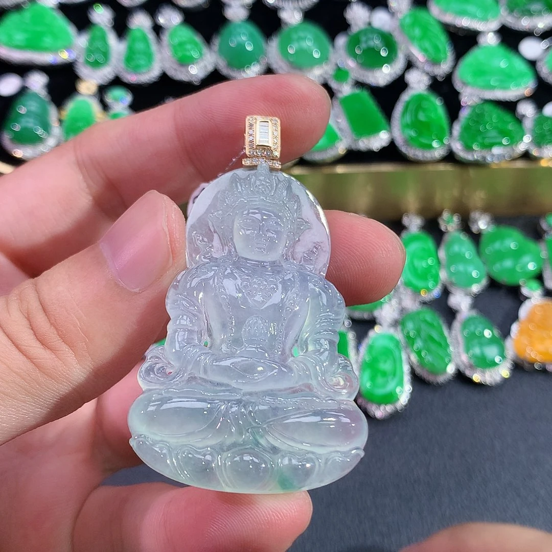 翡翠18K金镶嵌颈饰