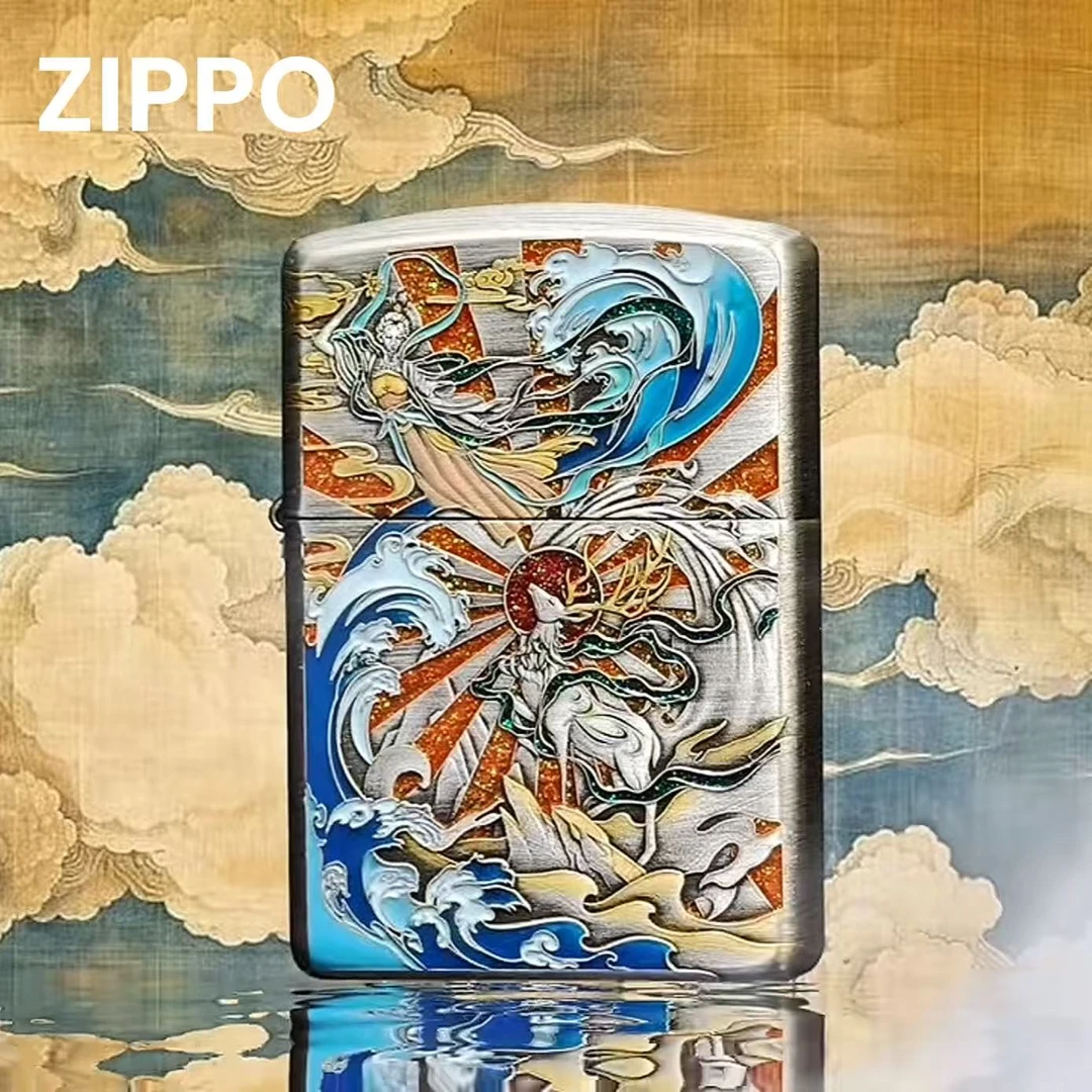 ZIPPO/之宝ZIPPO正品打火机千语老师 熏银珐琅填彩九色鹿