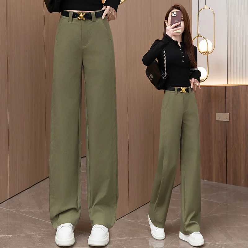 2025年新款女春秋高腰显瘦西装镰刀裤垂感休闲弯刀裤