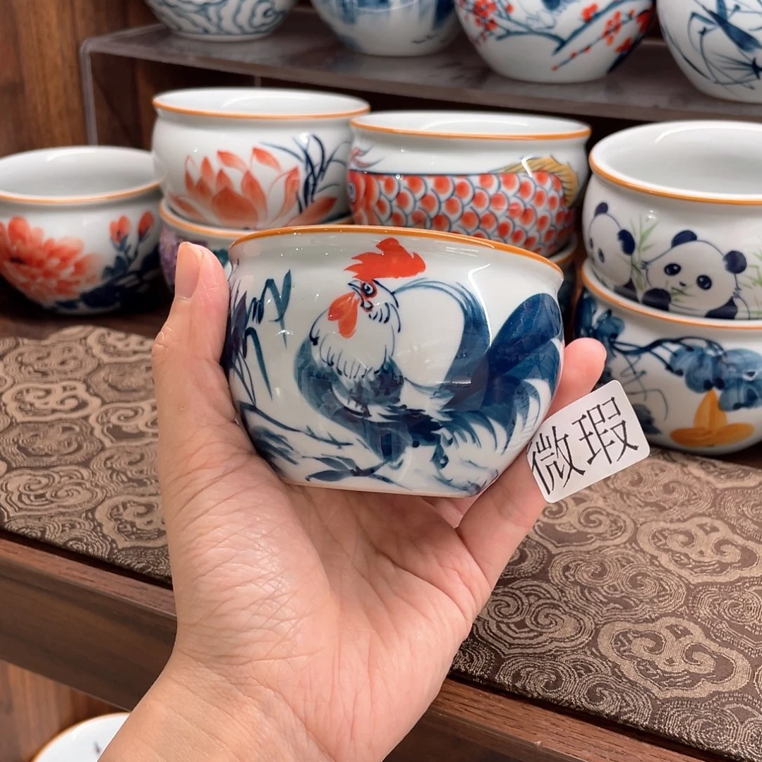纯手绘釉下彩微瑕