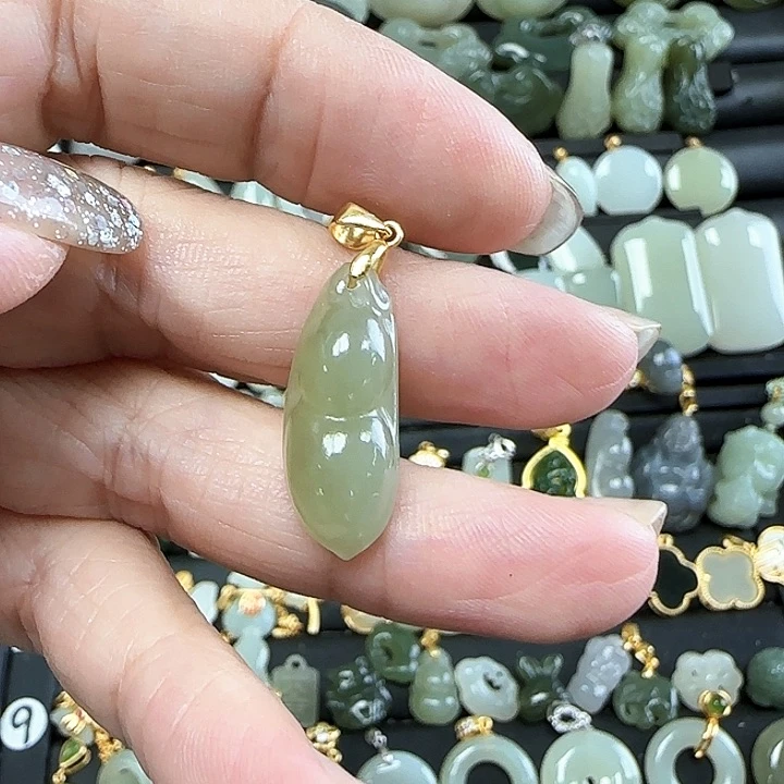 和田玉银S925镶嵌吊坠(不含链)