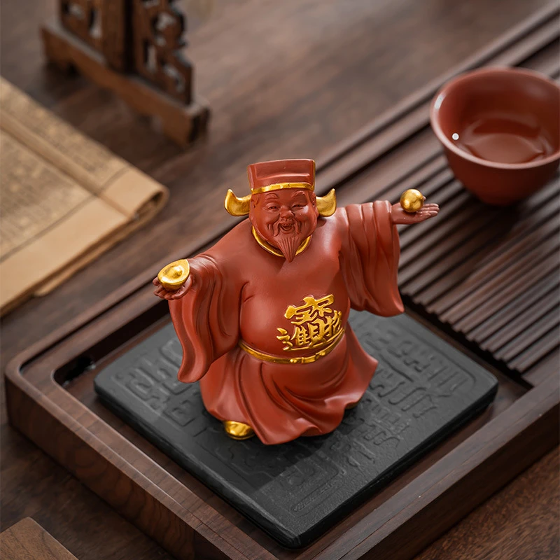 创意中式财神爷紫砂男士专用茶宠摆件家用客厅办公室装饰送礼高档