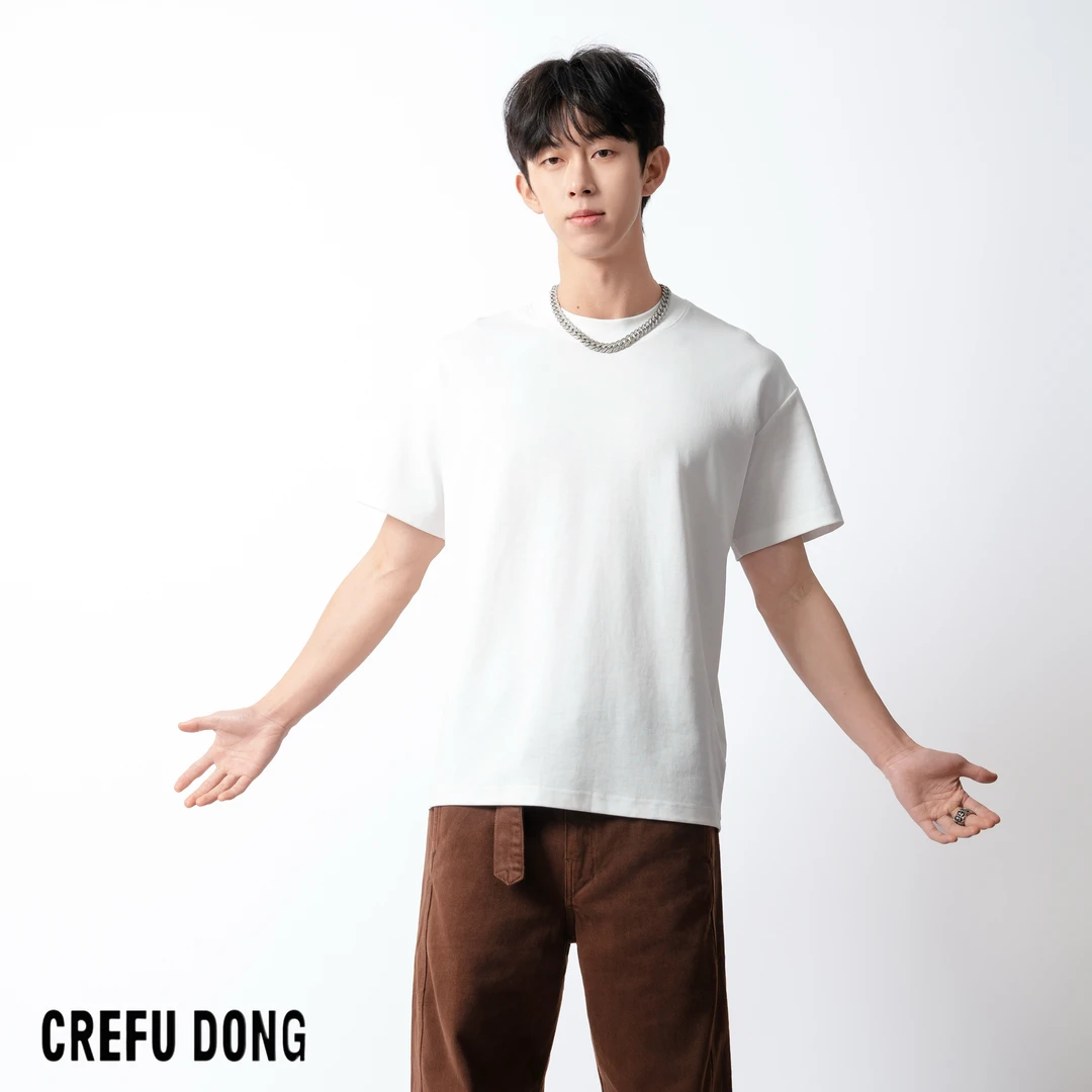 CREFU DONG龙骨基础款265克宽松舒适柔软高级情侣打底短袖CDT2401