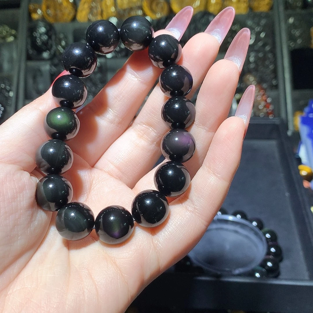 黑曜岩手链未镶嵌铜**穴