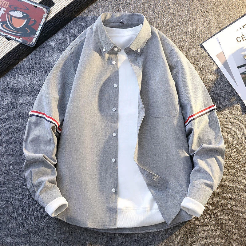 2025春季纯色棉质休闲百搭长袖衬衫男士通勤气质潮流舒适外搭CS65
