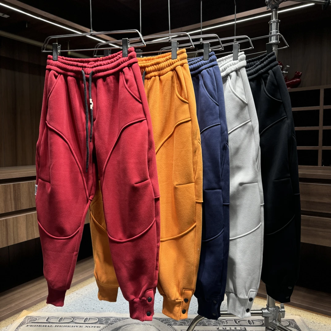 0120冬季高级感立体裁剪时尚男士休闲裤潮款时尚简约纯色通勤风