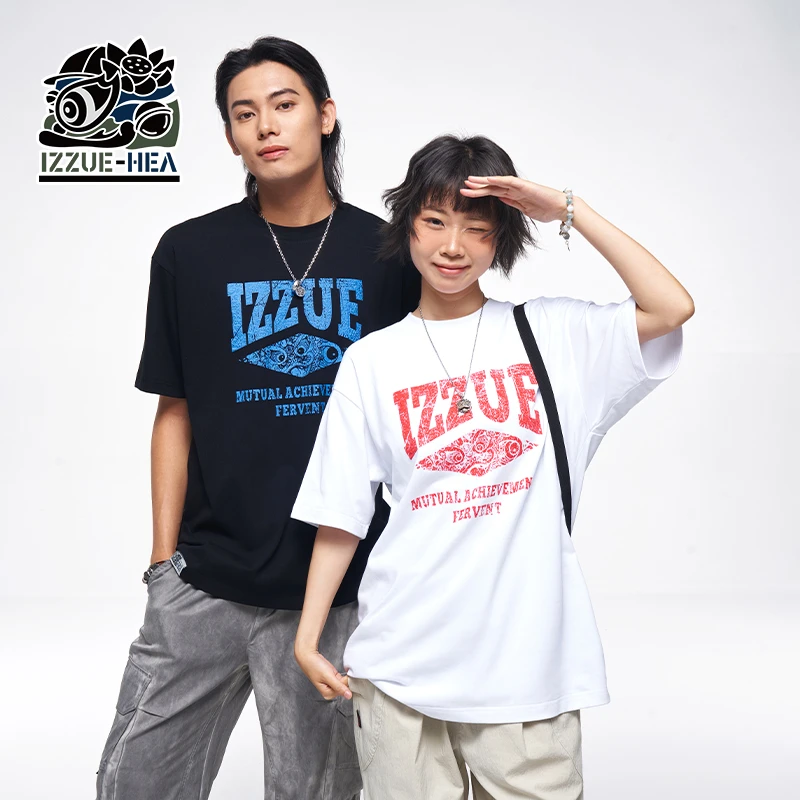 HEA x i.t izzue联名款国潮经典狮头立体字母重磅短袖T恤百搭宽松