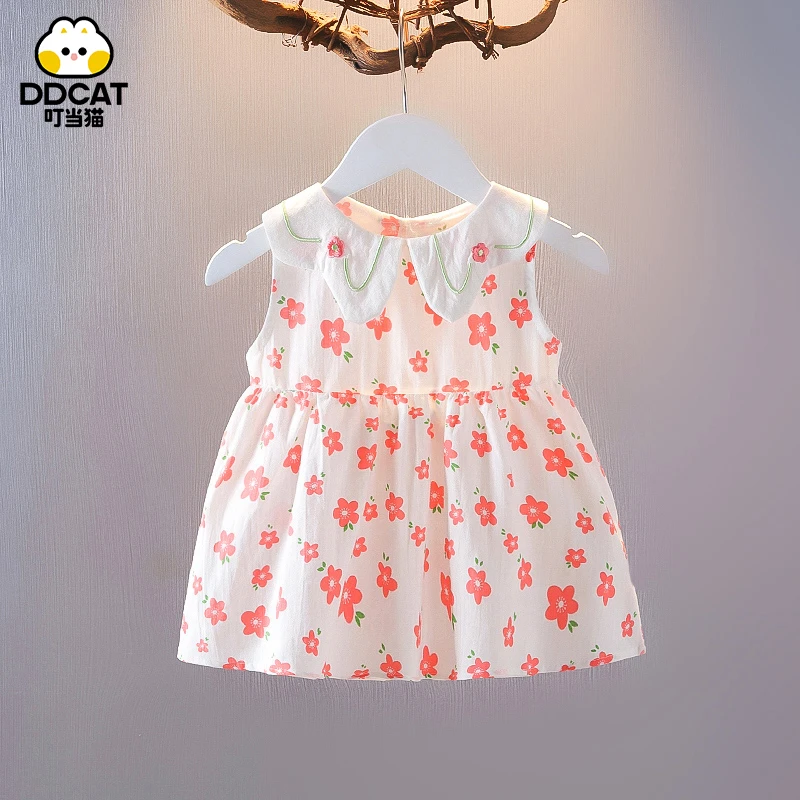 叮当猫夏季女童背心裙洋气儿童无袖连衣裙婴儿短裙夏装女宝宝裙子