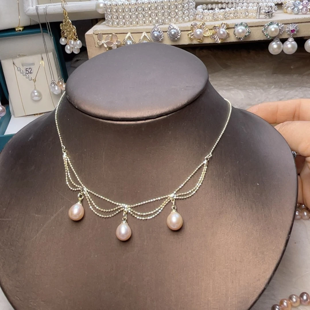 银S925镶嵌珍珠首饰淡水珍珠